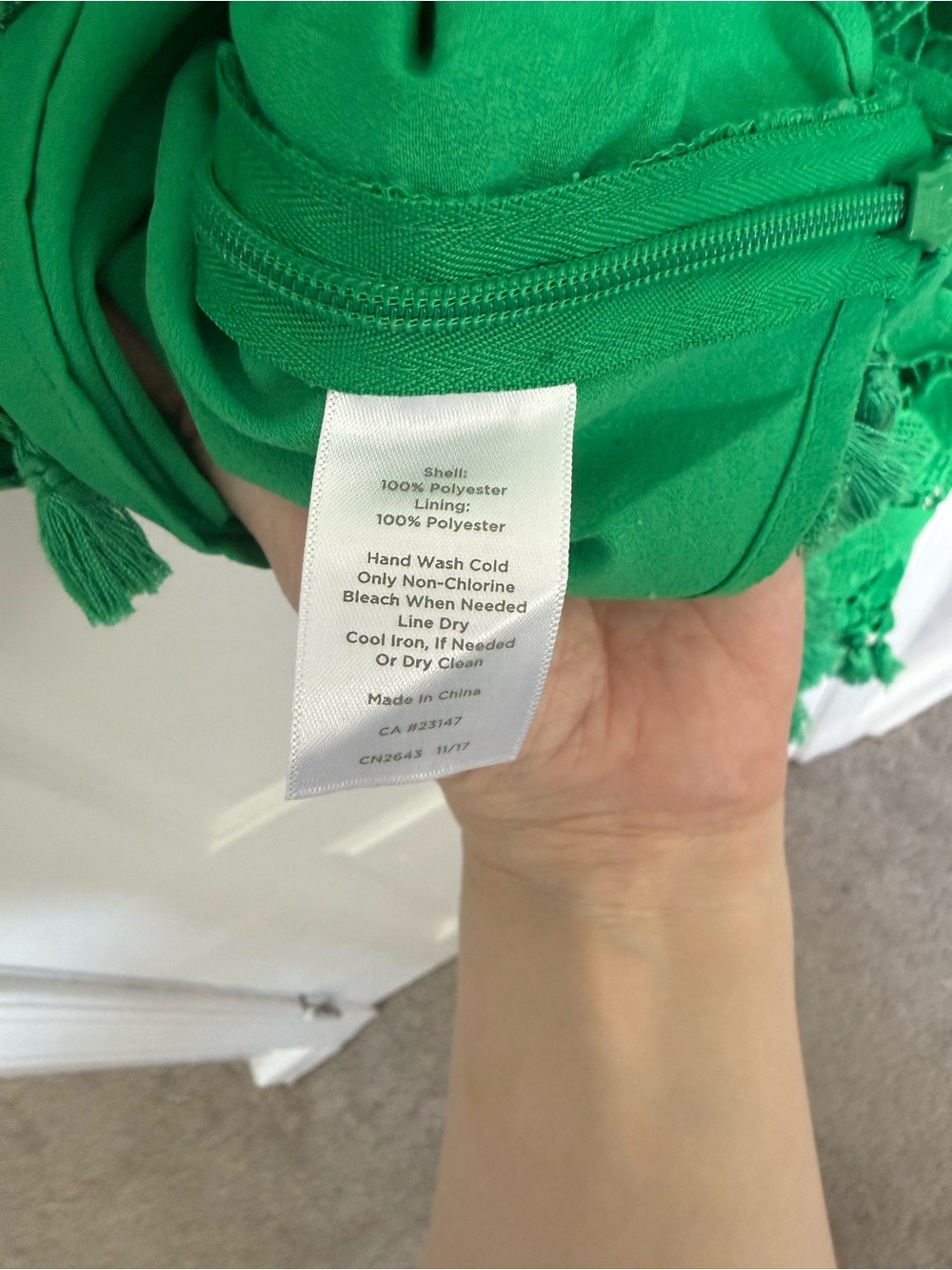 Talbots Green Floral Lace Short Sleeve Tassel Hem Top - Picture 7 of 7